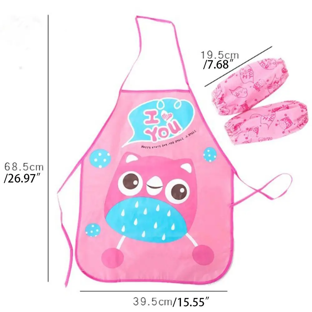 Reusable DIY Children Apron Cartoon Oil-proof Painting Apron Waterproof Stain-proof Cartoon Overalls Kitchen Supplies