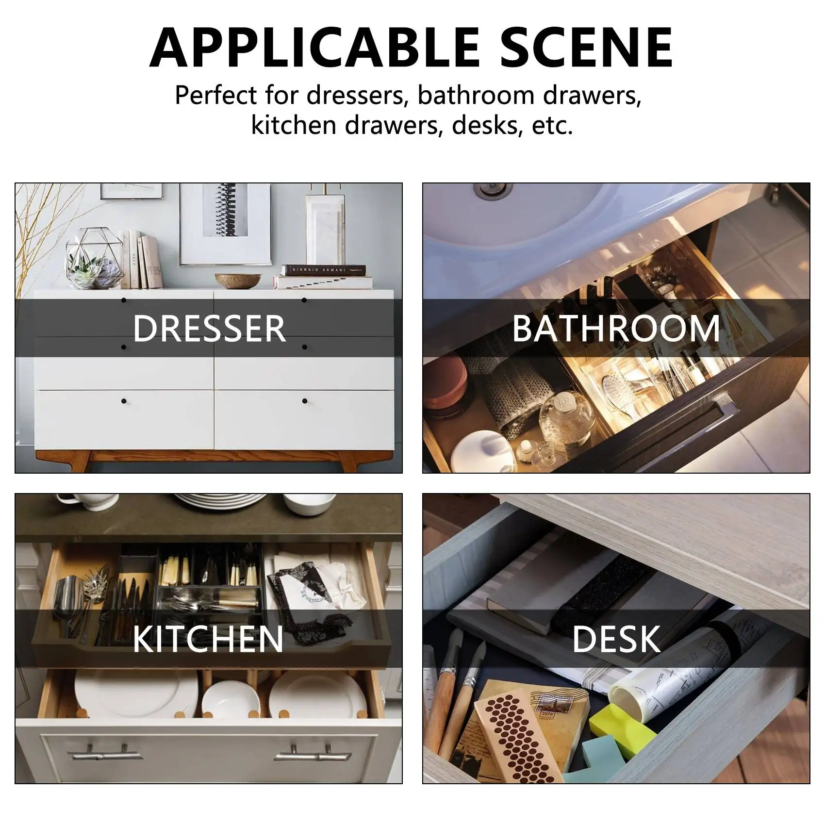 

BYBS-18 Pack Interlocking Drawer Organizer Tray, Multi-Purpose Desk Drawer Tray Organizer For Kitchen Bathroom Office Bedroom