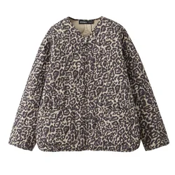 TRAF Autumn New Product Women's Fashion Casual Animal Pattern Printed Long Sleeve Zipper Jacket Coat