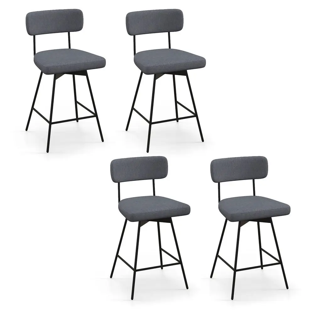 

Bar Stools Set of 4, 25 Upholstered Counter Height Bar Stools with Back, 360 Swivel Dining Chairs with HeavyDuty Metal Legs and