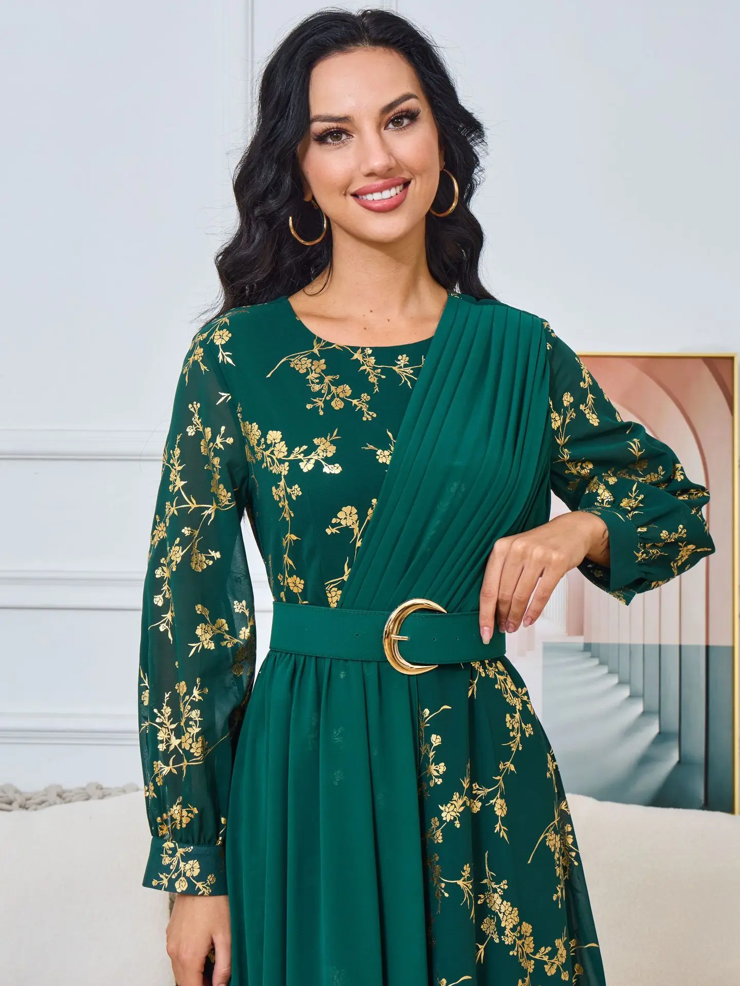 Vestido musulmán estampado de moda para mujer, vestido de noche ligero de lujo, elegante Abayas árabes de Dubái, caftán femenino, ropa islámica de Turquía