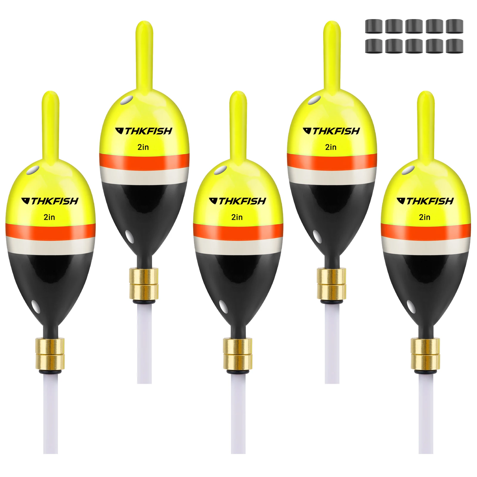 THKFISH 5pcs Fishing Floats with Bass Pendant Balsa Wood Fishing Slip Bobbers Buoys For Crappie Walleye Salmon 1.5in 2in 2.5in