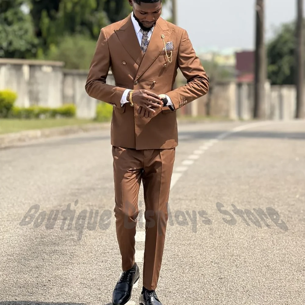 

Slim Fit Men's Suit Blazer Trouser Set Double Breasted Peak Lapel Retro Luxury Outfit for Wedding Groom Party Business Office