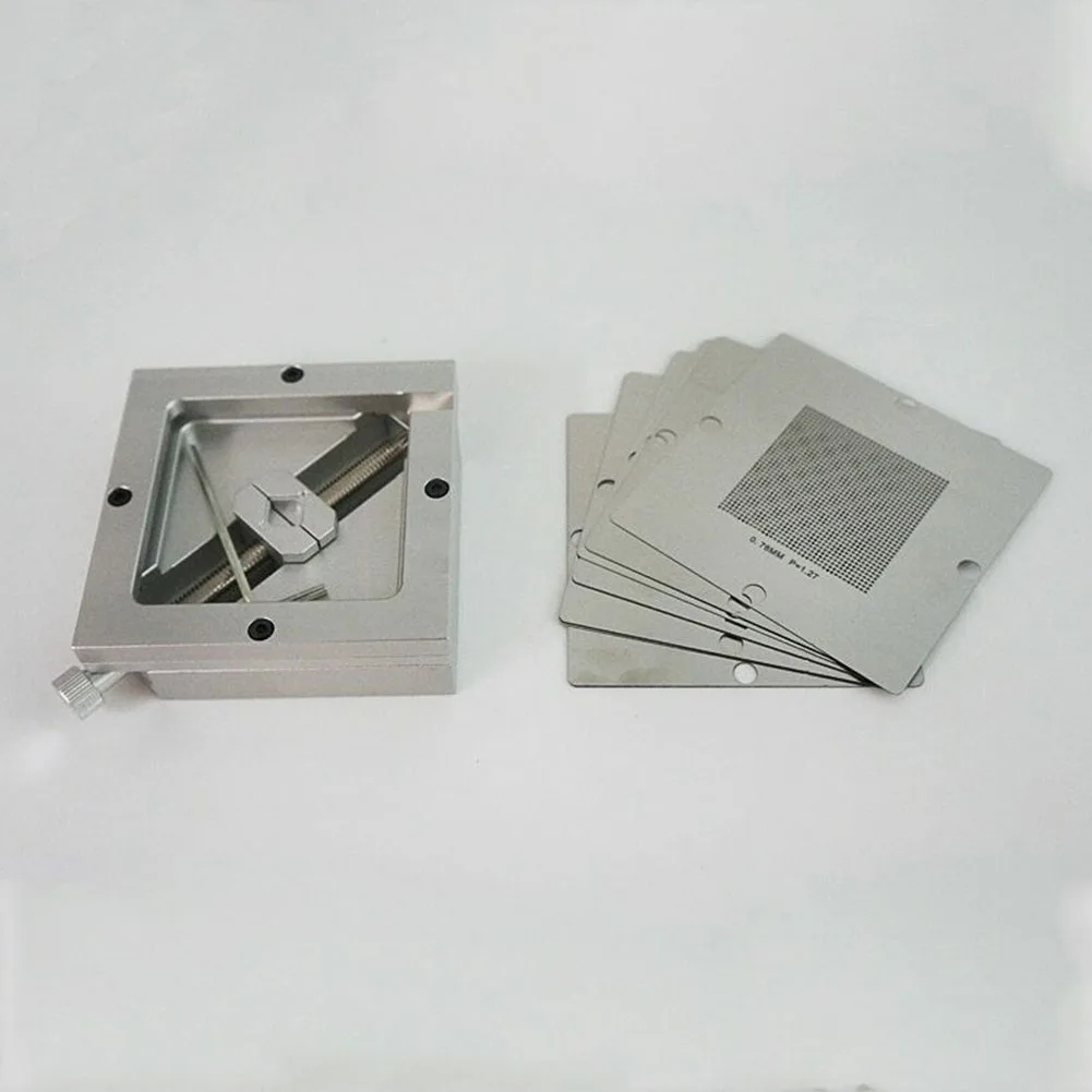 BGA- Reballing Kit 90mm Reball Station Fixture Jig Heavy-Duty Table Template Bracket Clamp PCB With 10pcs Stencil