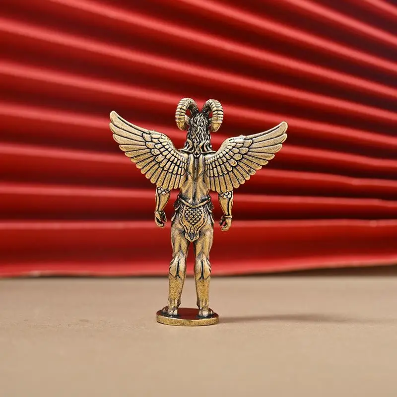Messing-Dämonen-Schaf-Figur, Retro-Metallkunstwerk, Tischdekoration mit Engelschaf-Menschen-Gesicht, Kreatives Ornament, Tierskulptur – Detail 10
