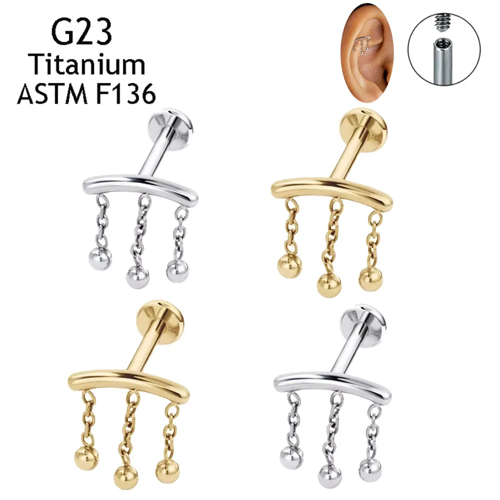 

Sexy and elegant G23 ASTM F136 Titanium Internal Piercing Cartilage pendant earrings Labret Body Jewelry