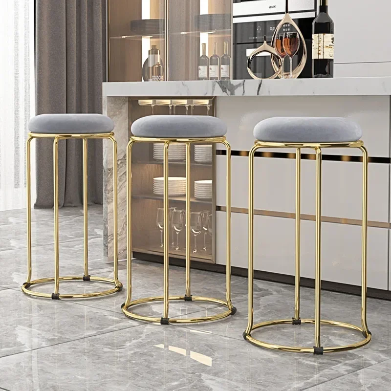 

Budget-friendly Bar Stool Luxury Stacking Chairs Space Savers Gold Frame Soft Cushion Comfortable Relaxing Furniture High
