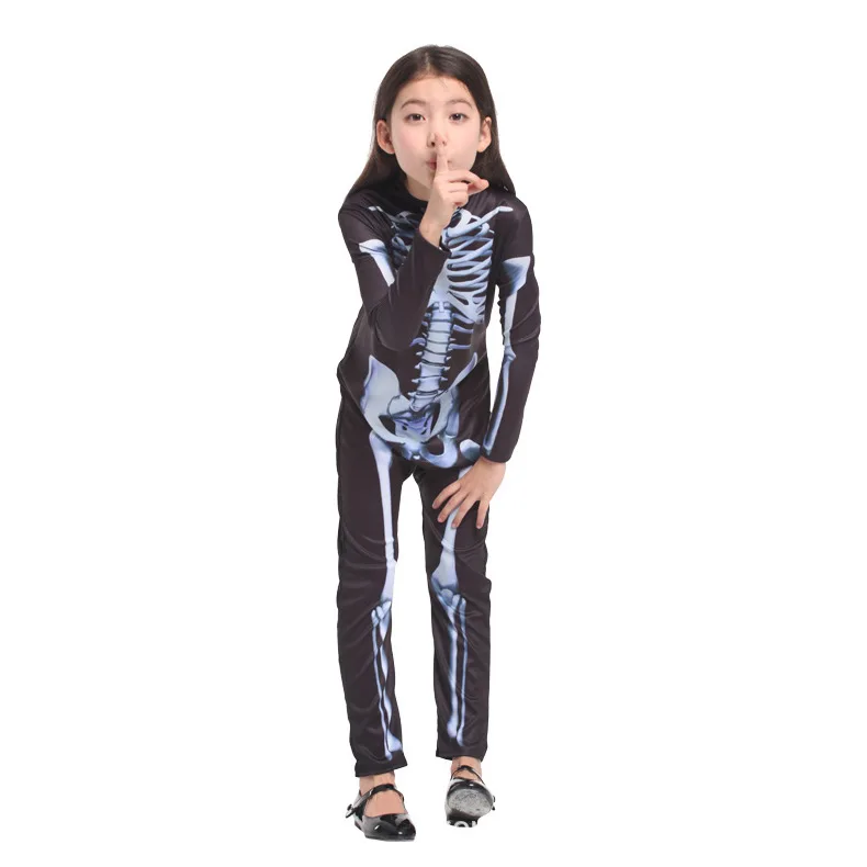 Halloween Carnival Cosplay Costumes Skeleton Costumes for Kids Boys Girls Children Halloween Anime Party Fancy Jumpsuits