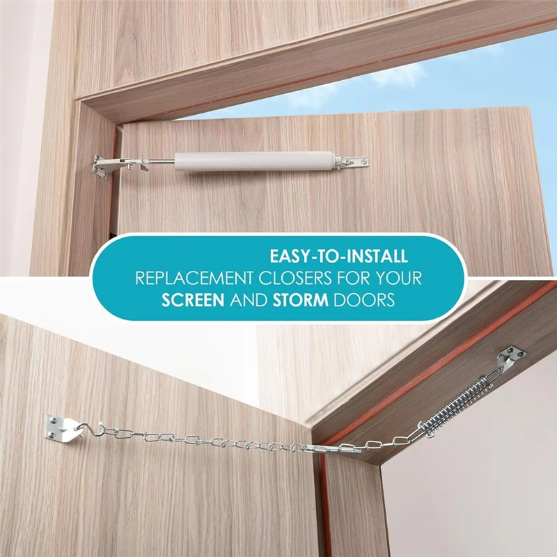 

ABVJ-Screen And Storm Door Closer Kit, Closer For Heavy Storm Doors Screen And Storm Door Push Button Latch Set