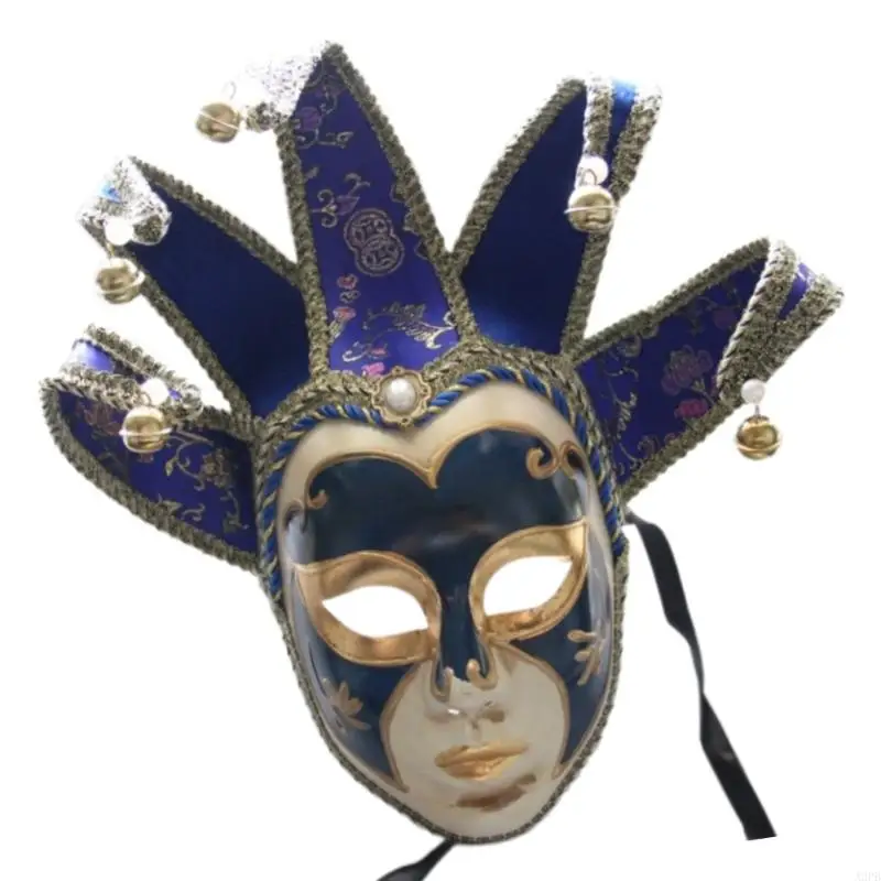 

Masquerade Full Face Mask With Bells Mask Comedy Mask for Women Men Masquerade Proms Halloween Costume Accsessory