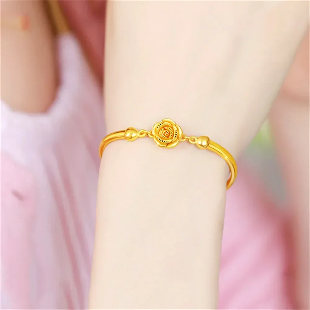 Real Gold color Rose Bracelet for Women Girlfriend Mother Engagement Birthday Mother\'s Day Valentine\'s Day Jewelry Gifts