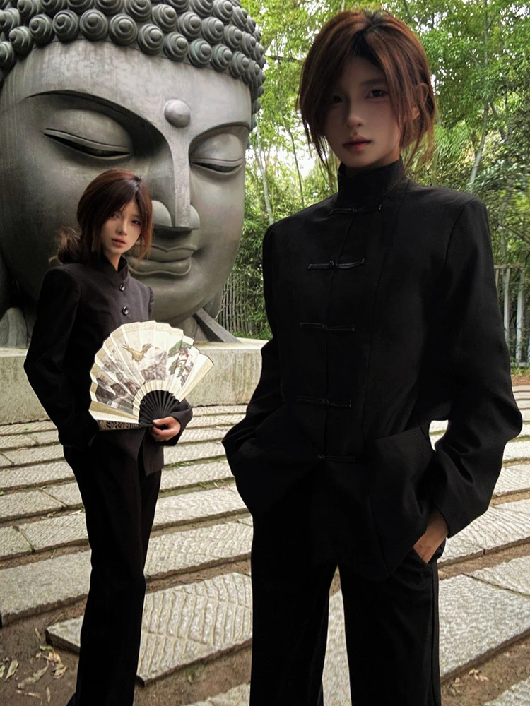 Bla oulder Pad Suit Jaet ex High School Sle الاتجاه الوطني الصيني الجديد الوقوف طوق Zhongan البدلة ملابس خارجية #4