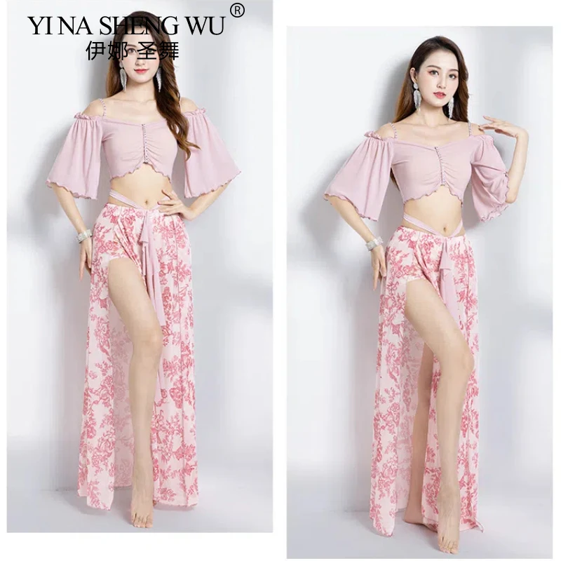 Traje de práctica Oriental elegante para mujer, conjunto de falda dividida superior, Ropa de baile de vientre para adultos