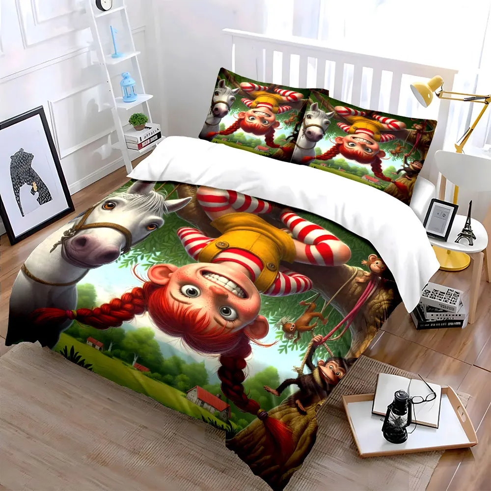 Red-haired girl hanging upside down Printed Duvet Cover Set1 Duvet Cover+2 PillowcaseMulti Size Bedroom Bedding Decoration