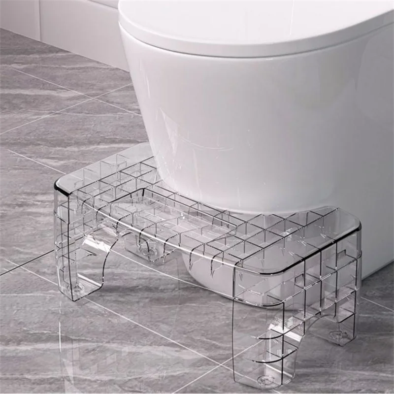 Transparent Modern Toilet Plastic Small Stool Bathroom Adult Toilet Constipation Stool Foot Stool Children Shoe Stool