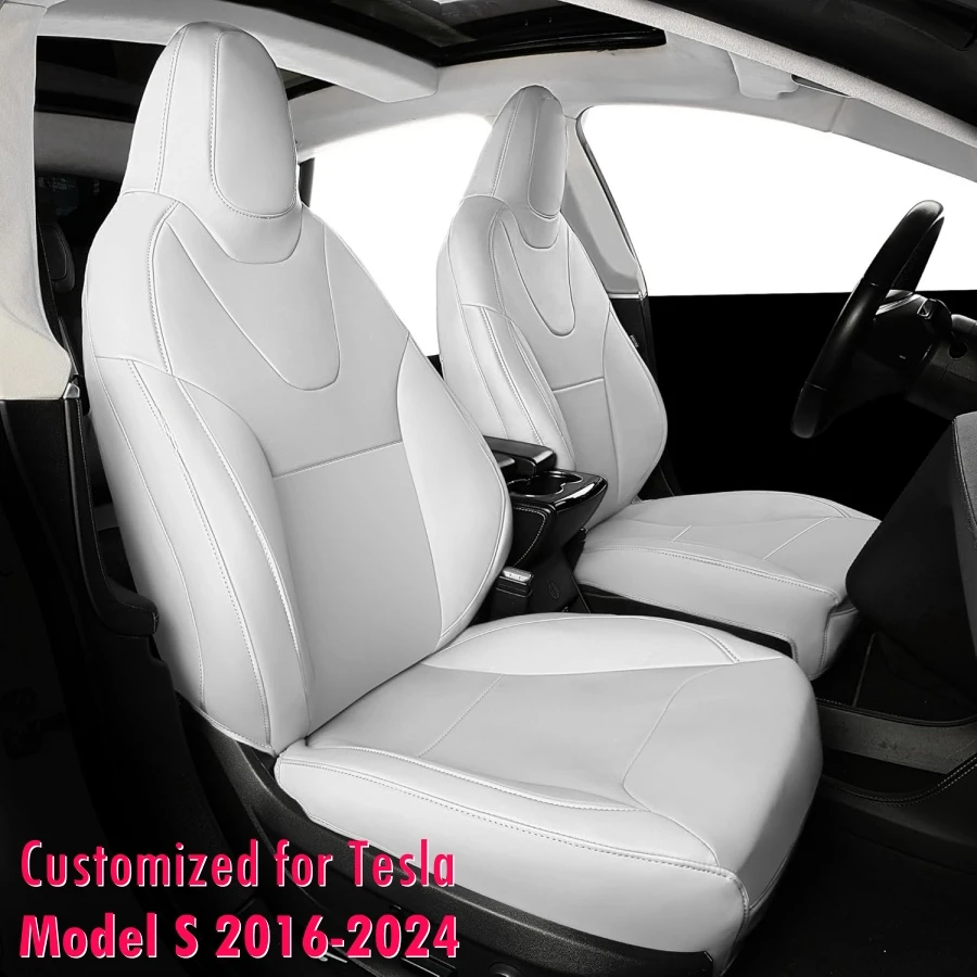 Customized Fully Surrounded Seat Cover for Tesla Model S 2016-2024 PU Leather Front & Rear Cushion Protector Won't Affect Airbag