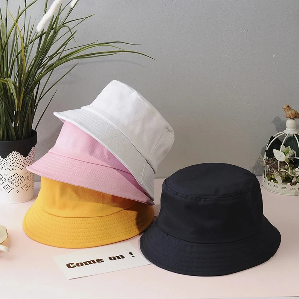 New Unisex Cotton Bucket Hat Women Summer Sunscreen Panama  Men Pure Color Sunbonnet Fedoras Outdoor Fisherman Beach Cap
