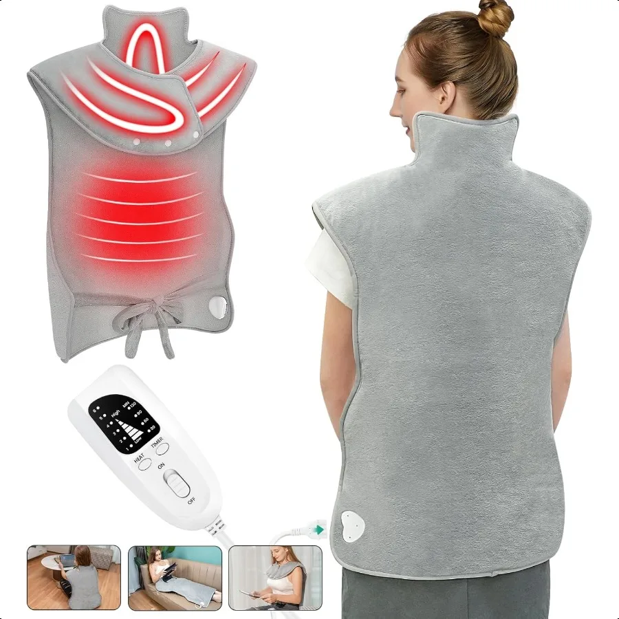 

Грелка для облегчения боли в спине 22x37 Большая грелка для шеи и плеч Грелка с 6 настройками нагрева 4 настройки времени