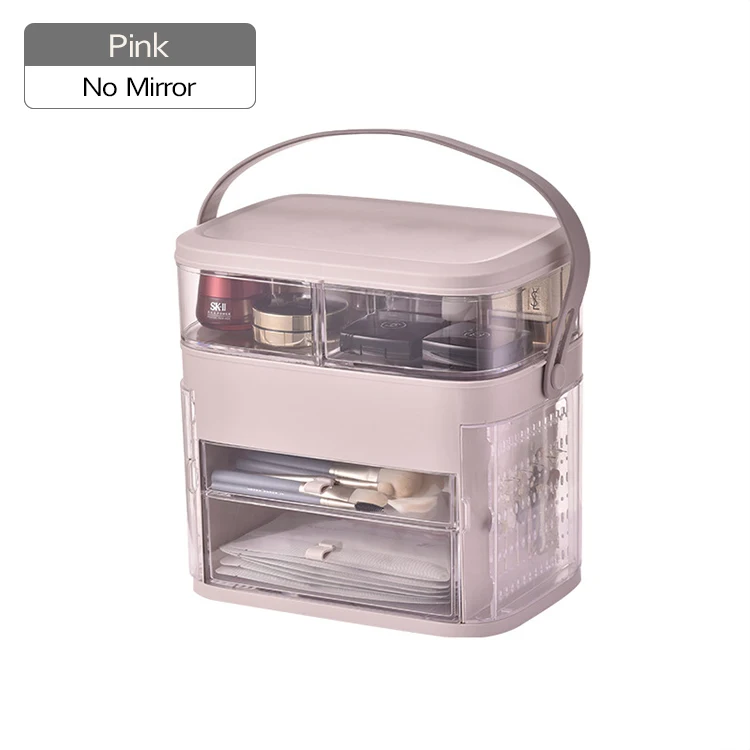 New Arrival Multi Function High Quality Fashion LED Illuminated Cosmetic Mirror Makeup Box Desktop Jewelry Rack