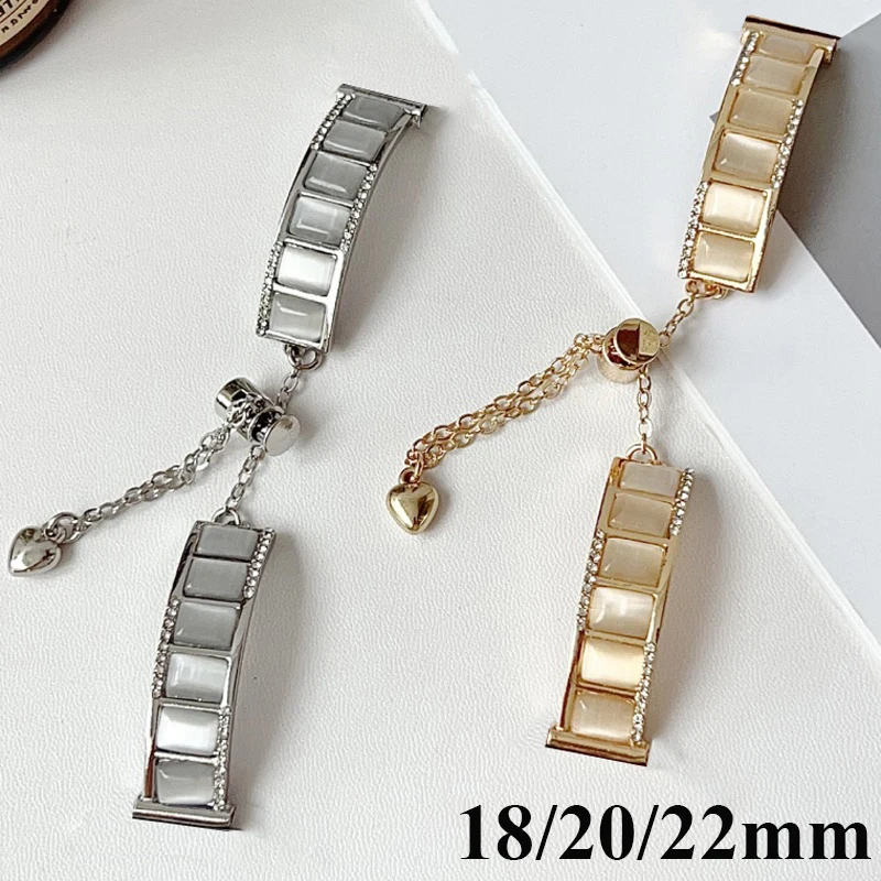 18/20/22mm Diamant-Armband für Samsung Galaxy Watch 7 6 5 4 Active2 S3 Katzenaugen-Steinband für Amazfit GTS 4 Mini 3 2 Bip 3 Pro