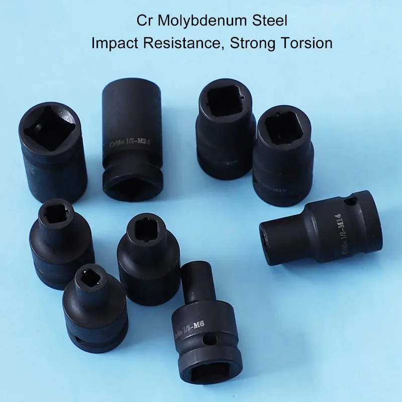 ชุดบล็อกขันหัวจับ 9 ชิ้น ทำจากเหล็กโครเมียมโมลิบดีนัม ขนาด 1/2 นิ้ว สำหรับประแจไฟฟ้า ประแจลม และประแจมือ