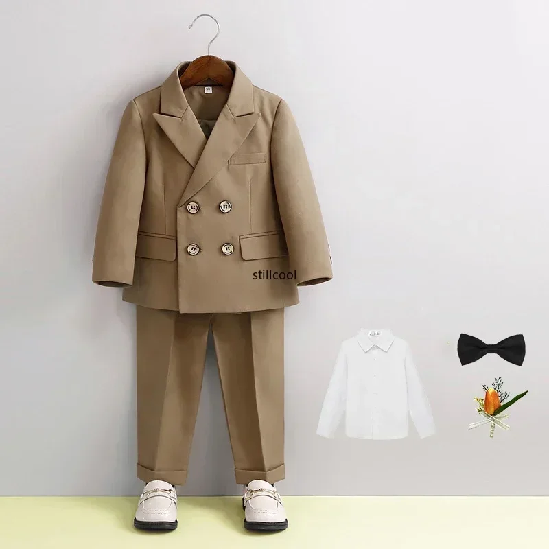 Jongens Trouwpak Knappe Zwarte Stropdas Blazers Set Kinderen Formele Verjaardag Smoking 2 Tot 12 Jaar Kinderen Piano Prestaties Kostuum