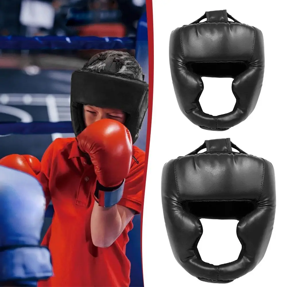 New PU Leather Boxing Headgear Breathable Full Coverage Boxing Headguard Adjustable Thick Foam Padding Boxing Helmet