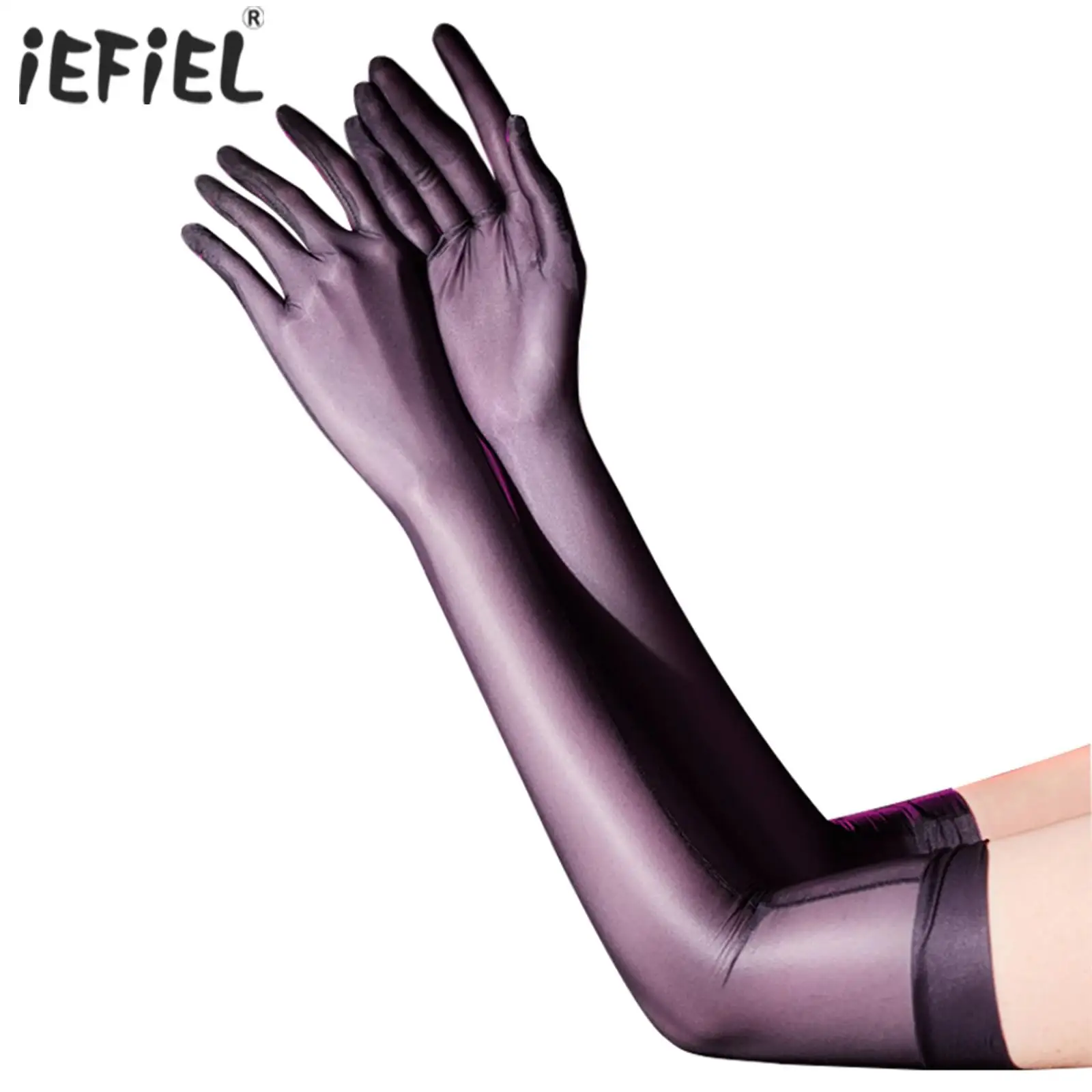 

1 Pair Glossy Silky Gloves Stretchy Gloves Over Elbow Length Ultra-thin Gloves Exotic Mittens Evening Party Costumes Accessories