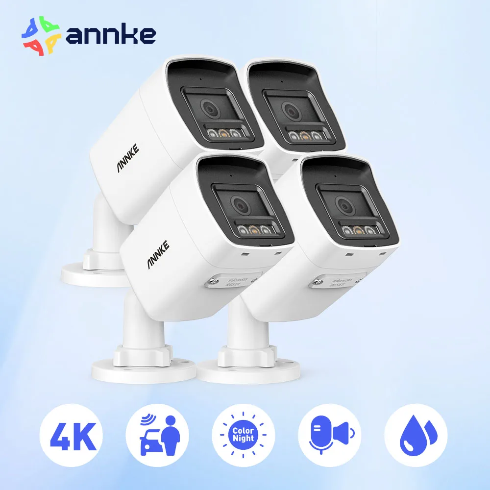 ANNKE 4K IP Camera Outdoor Indoor Weatherproof Bullet 4K Video Surveillance Cameras Audio Recording CCTV Cameras 8MP POE Cameras