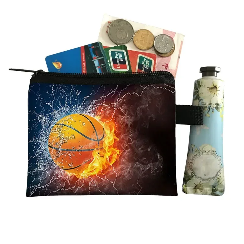 Monedero con estampado de baloncesto de sangre caliente para mujer y hombre, cartera para llaves y tarjeteros, bolsas para adolescentes, monedero, Mini monederos de regalo