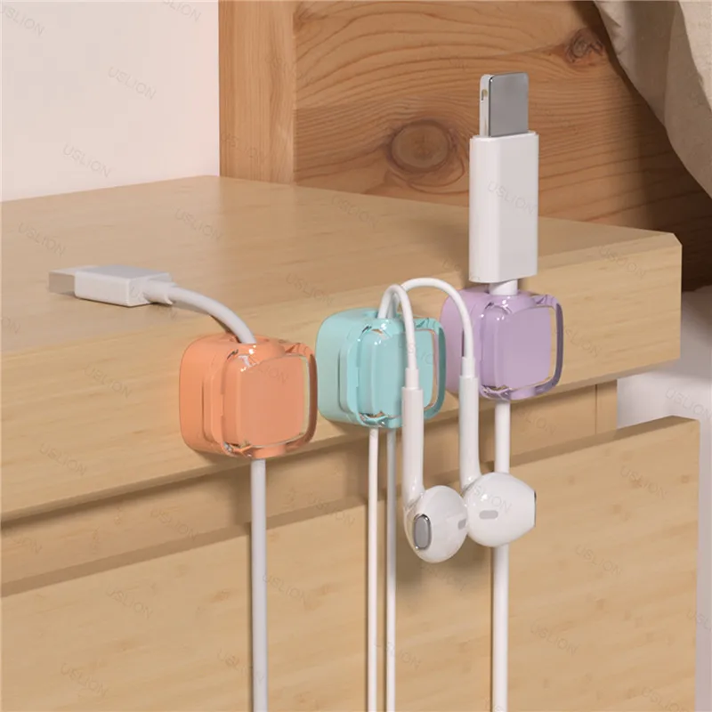 Colorful 6 PCS Magnetic Cable Clips Cable Smooth Adjustable Cord Holder Under Desk Cable Management Wire Keeper Cables Organizer