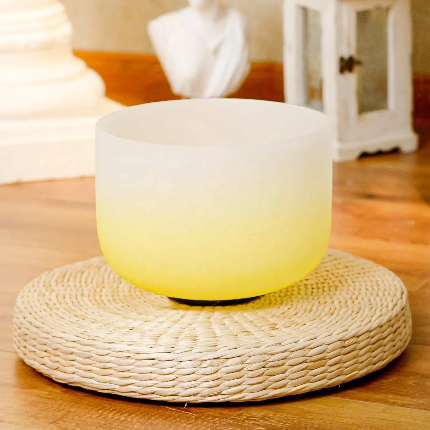 Star Linkup 12 Inch E Tone Frosted Quartz Crystal Singing Bowl, Tuned to Standard 432Hz and 440Hz Healing Frequency for Solar Plexus Chakra Regulation, Comes With Matching Suede Striker for Yoga Sound Bath and Meditation Therapy