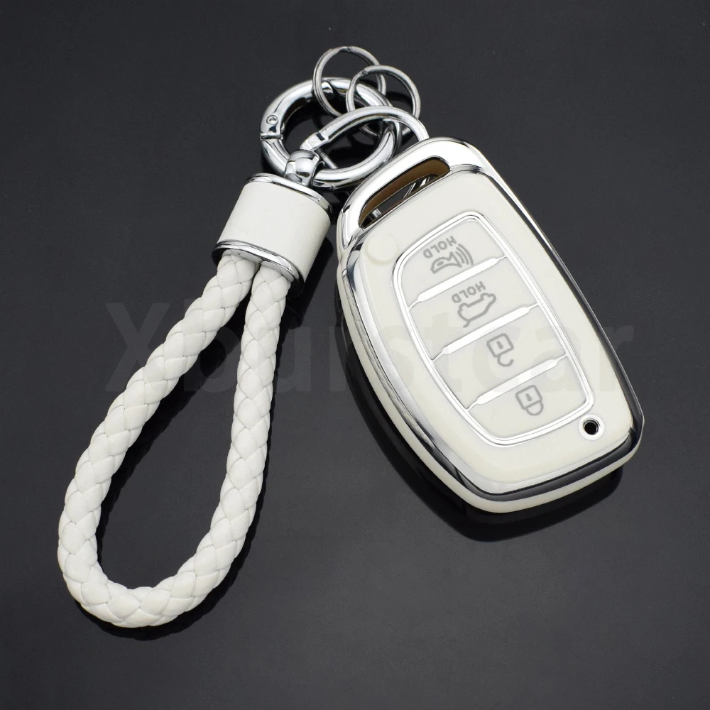 4 Buttons TPU Car Key Case Cover for Hyundai Tucson Santa Fe Rena Sonata Elantra Creta Ix35 Ix45 I10 I30 I40 Auto Shell Fob