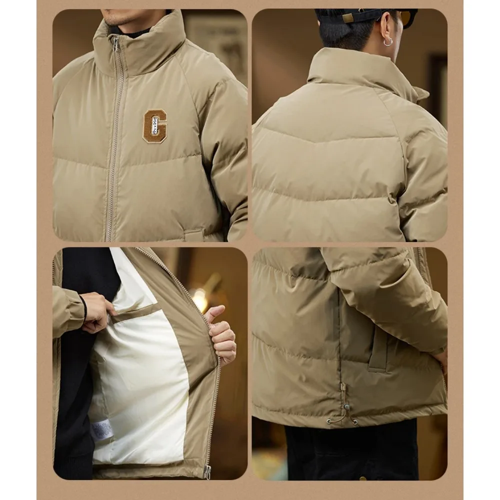 New winter down jacket men's stand collar thickened warm high fluffy bread cold-resistant jacket