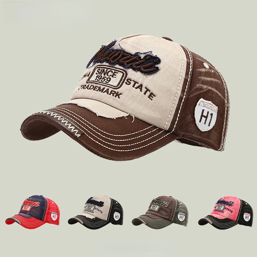 Koreanische Retro Männer Frauen Baseball Hüte Baumwolle Snapback Caps Stickerei Waschen Vielseitig Mode Brief Freizeit Sonnencreme Im Freien – Detail 1