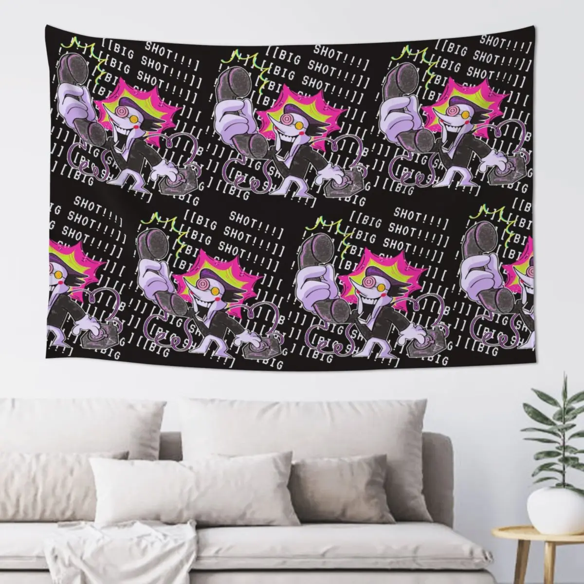 Spamton Deltarune Big Shot Tapestry Art Wall Hanging Aesthetic Home Decoration Tapestries for Living Room Bedroom Dorm Room