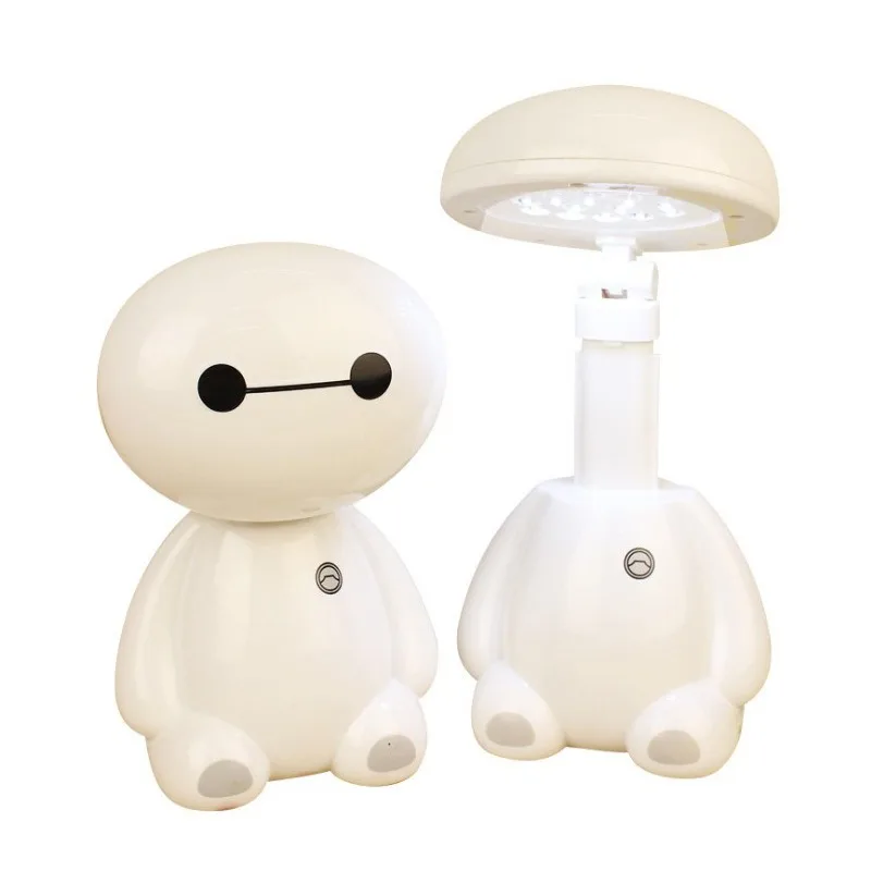 Big Hero 6 Cartoon Charging Big White Desk Lamp Dormitory Desk Eye Protection for Boy Girl Learning LED Light Bedroom Nightlight