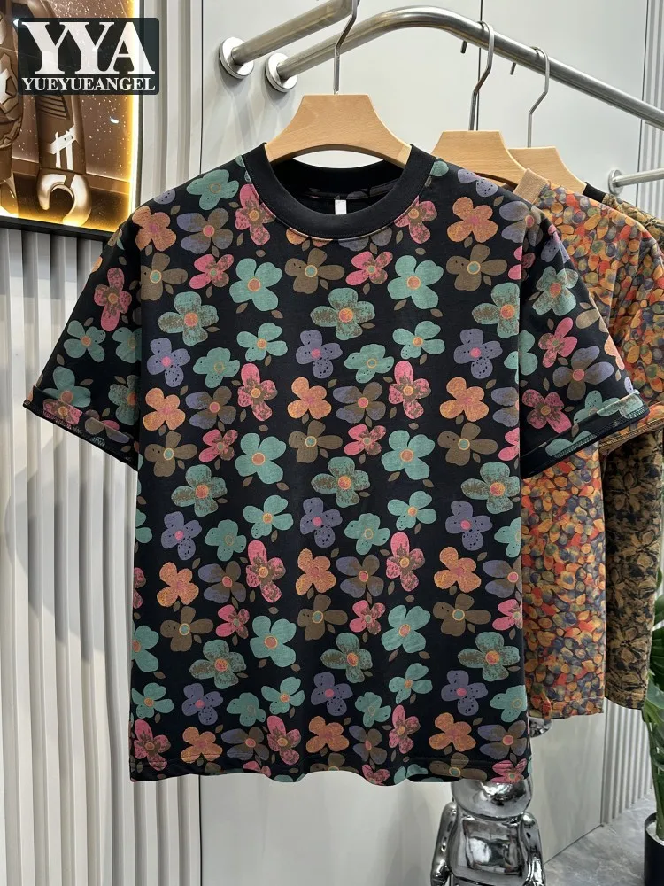

Summer Fashion Men Versatile Mixed Color T Shirt High Street O Neck Short Sleeve Pullover Tees Top Loose Fit Casual Men T Shirts