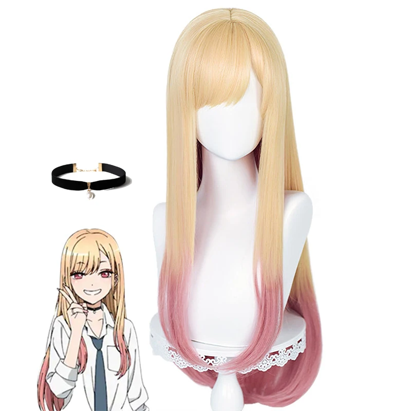 

Anime My Dress-Up Darling Marin Kitagawa parrucca Cosplay gradiente giallo 85cm capelli lisci lunghi Kawaii simpatico carnevale