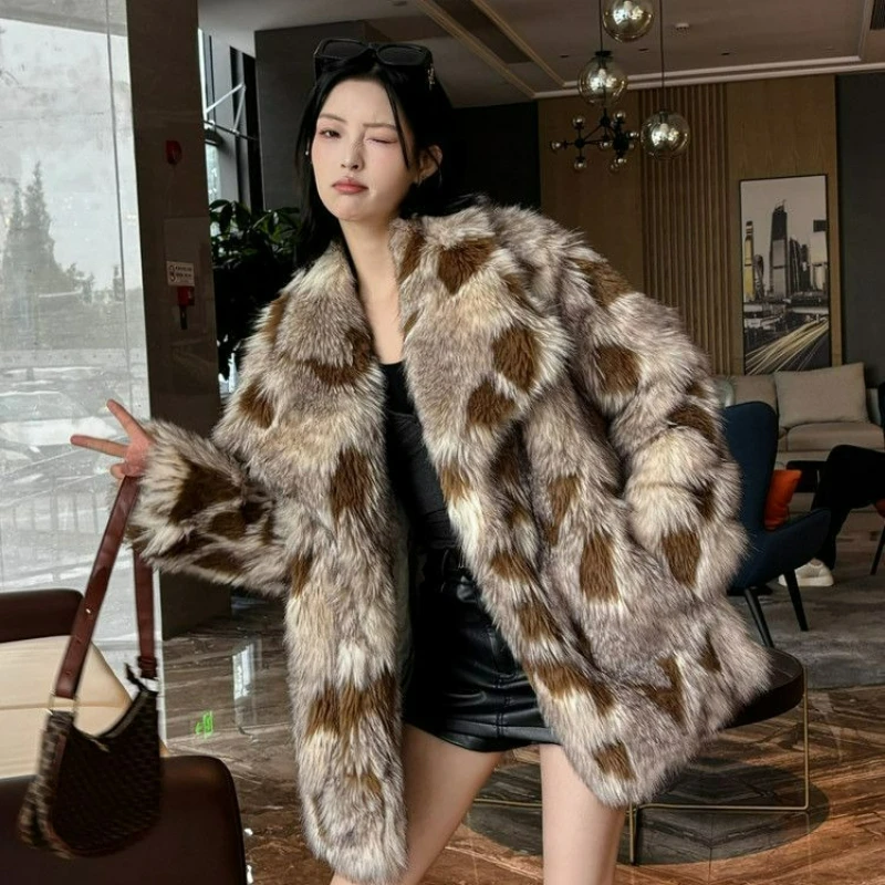 Veste en fausse fourrure pour jeunes, vêtements d'extérieur chauds, Style américain rétro, à la mode, écologique, en fourrure de renard, haut de gamme, nouvelle collection automne/hiver 2026