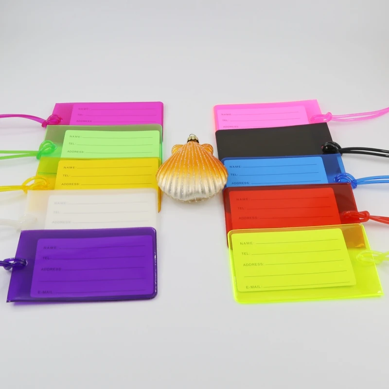 10 PCS Soft Pvc Travel Luggage Tag  Airplane Transparent Color Silicone Suitcase Label Accessories Bag Name Tag