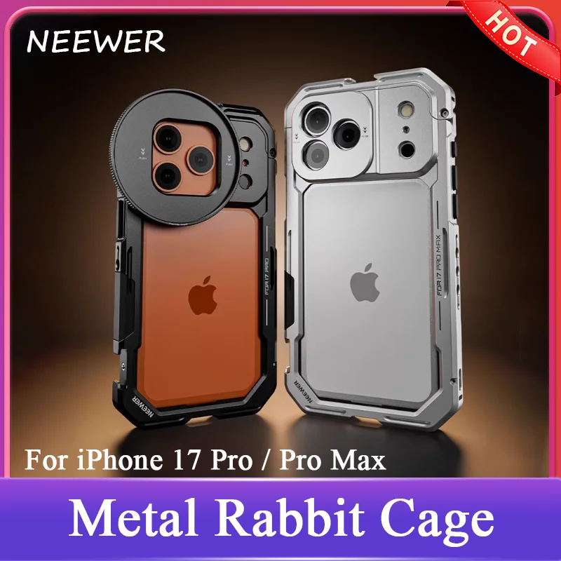 

NEEWER для iPhone 17 Pro/Pro Max, металлическая клетка для кроликов, быстросъемный стабилизатор видеоустановки с кольцом фильтра 67 мм, задняя панель объектива 17 мм