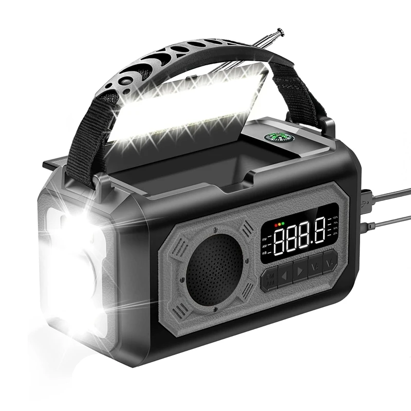 

12000Mah Emergency Weather Radio Hand Crank Radio Solar Radio Portable AM/FM/NOAA Radio With Flashlight Reading Lamp-A Durable