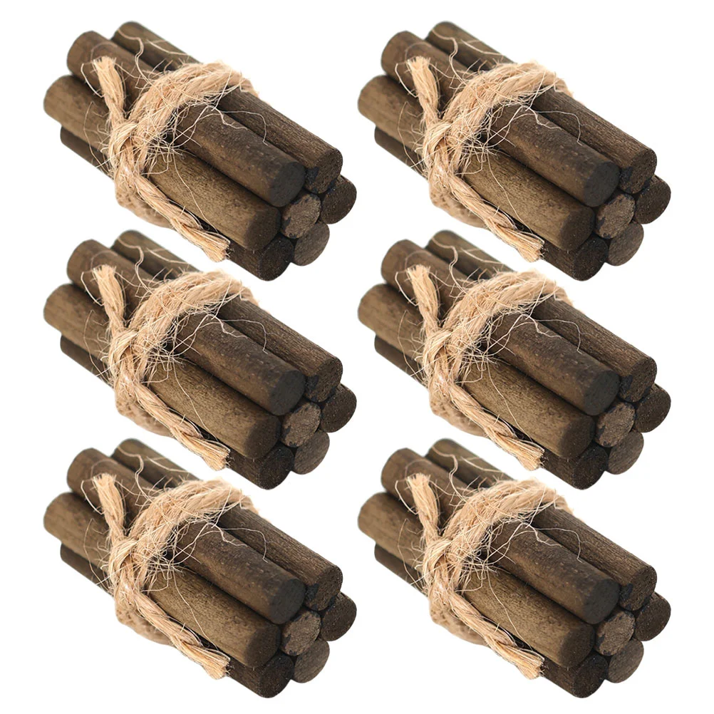 

6 Pcs Mini Firewood Decor Small Model House Fireplace Supplies Toys Statue DIY Rope Decorations