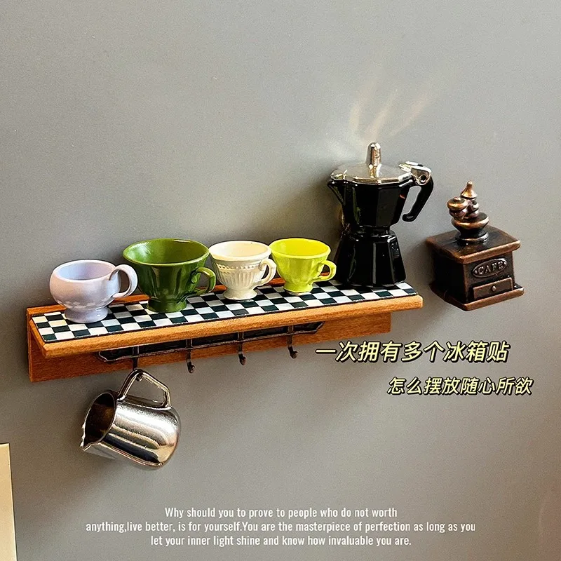 Miniature World Refrigerator Magnet Creative Magnetic Decal Personalized Tea Pot Coffee Kitchenware
