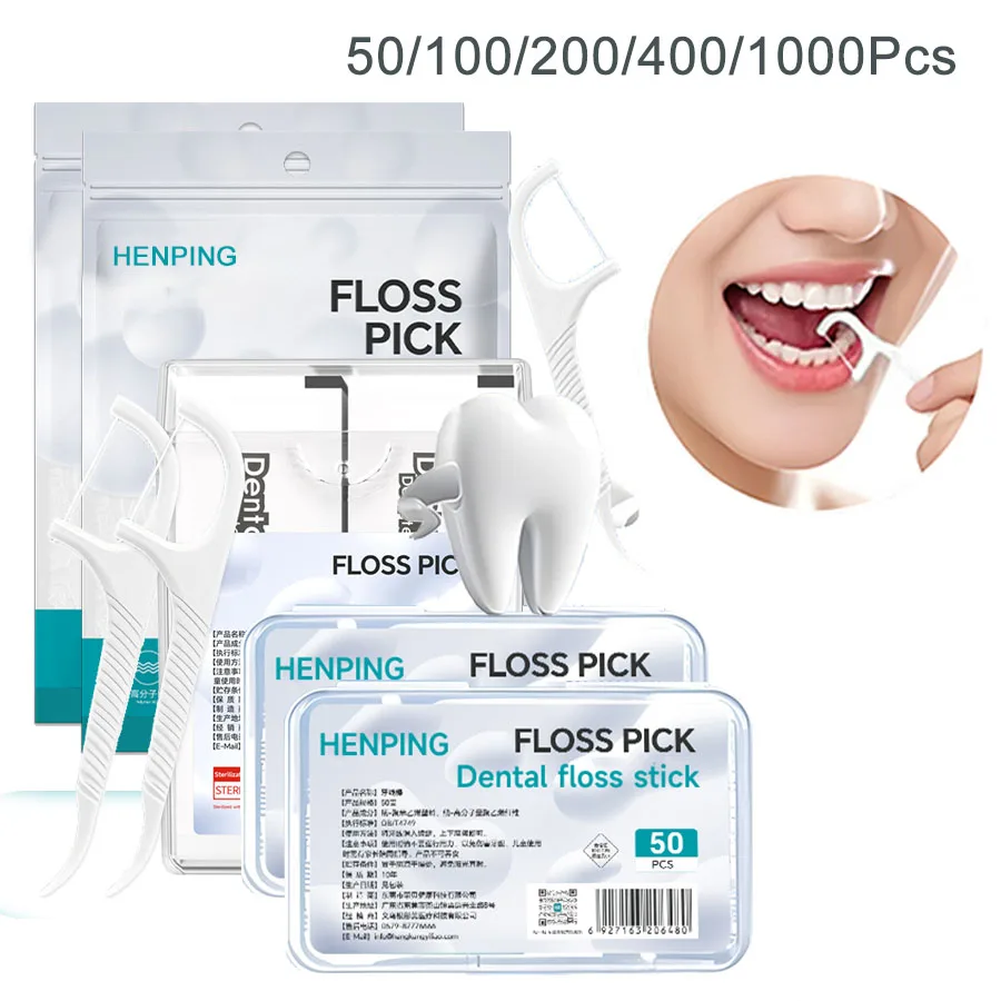 

Wholesale 50-1000pcs Dental Floss Portable Box White Oral Care Teeth Clean Flat Wire Disposable Toothpick Sticks Family Travel