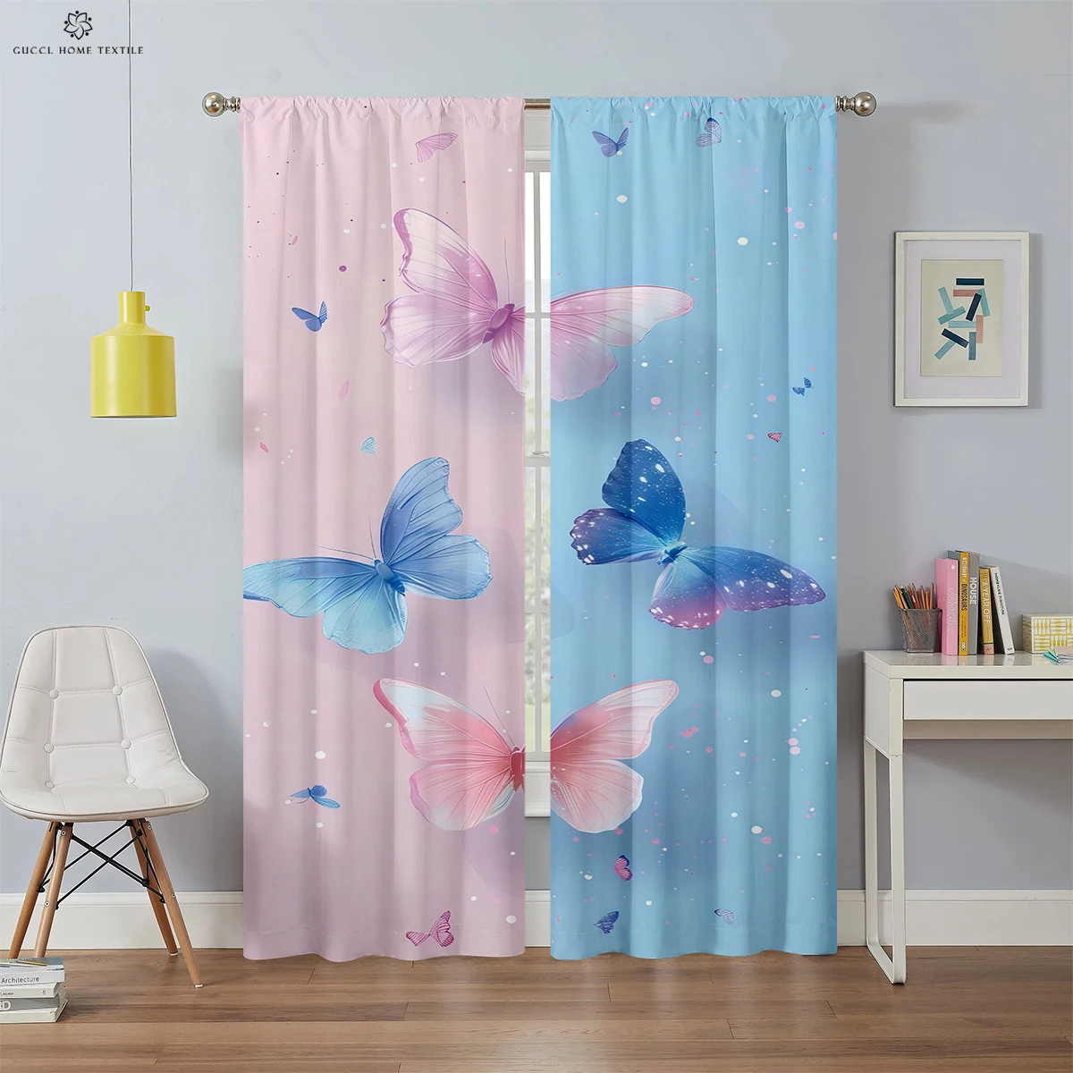 Unicorn Pink Print Window Curtains, Girly Room Decoration, Curtain Rod Pocket, Home Decor, Can Be Customized, 2Pcs