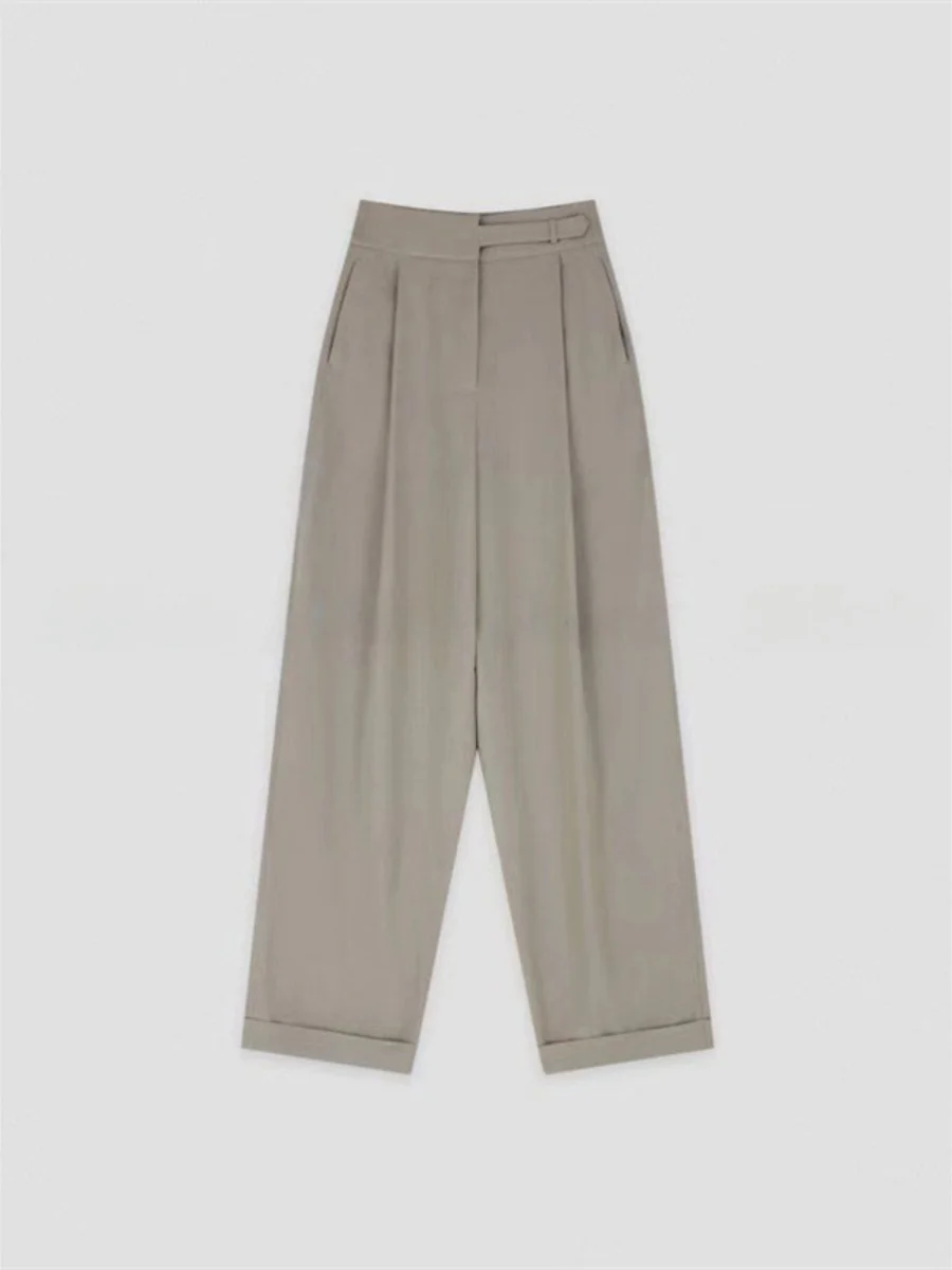 

MonicMoia High Waist Comfortable Loose Straight Leg Pure Color Suit Pants Spring Casual Faion Women's High Waist Straight L...