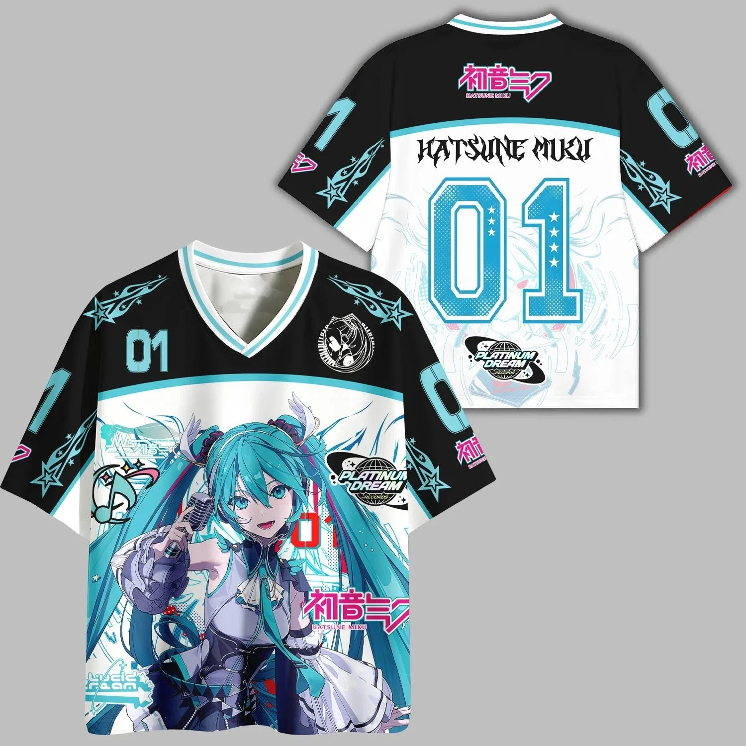 Men Women Hatsune Miku Vocaloid Graphic Sports Jersey Tops, Oversized Y2K Streetwear Harajuku Tee Anime Casual Short Sleeve