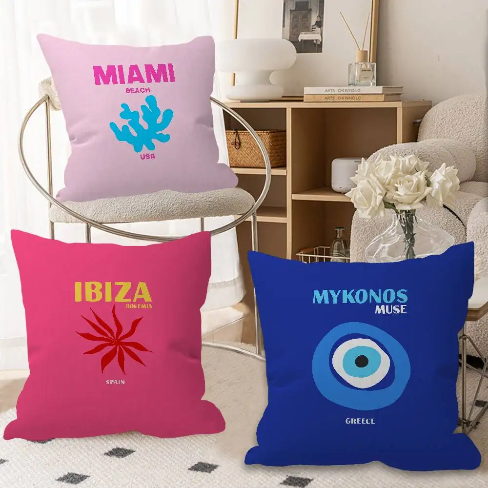 

Miami Beach Ibiza Capri Bondi Mykonos Cushion Cover Polyester Sofa Cushions Decorative Throw Pillows Home Decoration